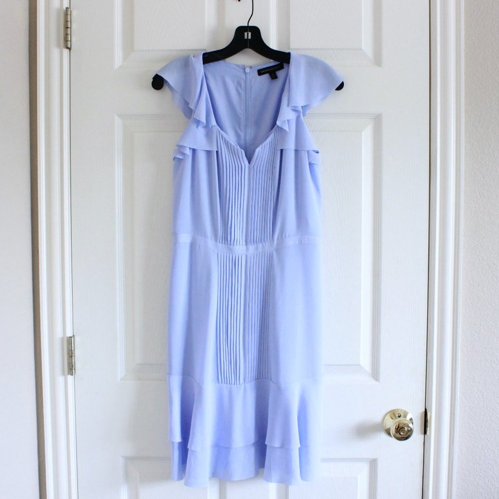 Banana Republic Periwinkle Blue Ruffle Sleeve Pleated Detail Dress